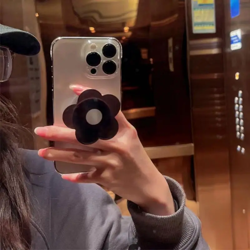 Case For OPPO A98 Reno 10 5G 10 Pro Plus 8T 4 2F 7Z 8Z 5Z 6Z 8 5G 5 6 Lite A58 A78 A1K Cover Clear TPU Black Flower Cat Holder