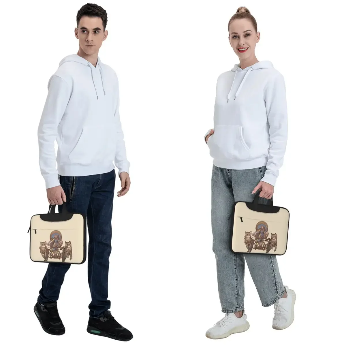Freya Driving Her Cat Chariot Crossbody Laptop Bag Case Computer Bag Resistant Protective Notebook Pouch for Macbook Pro
