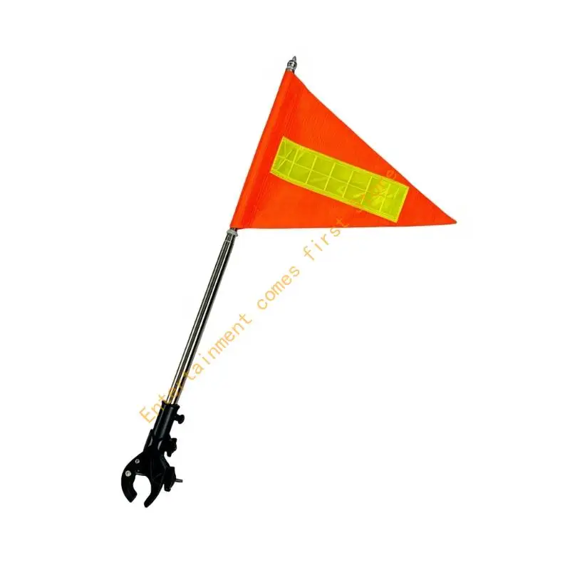 Extendable Mast Golf Cart Flag with Reflective Panel, Mount Base and Clear Visibility for Course Driving Use 55KD