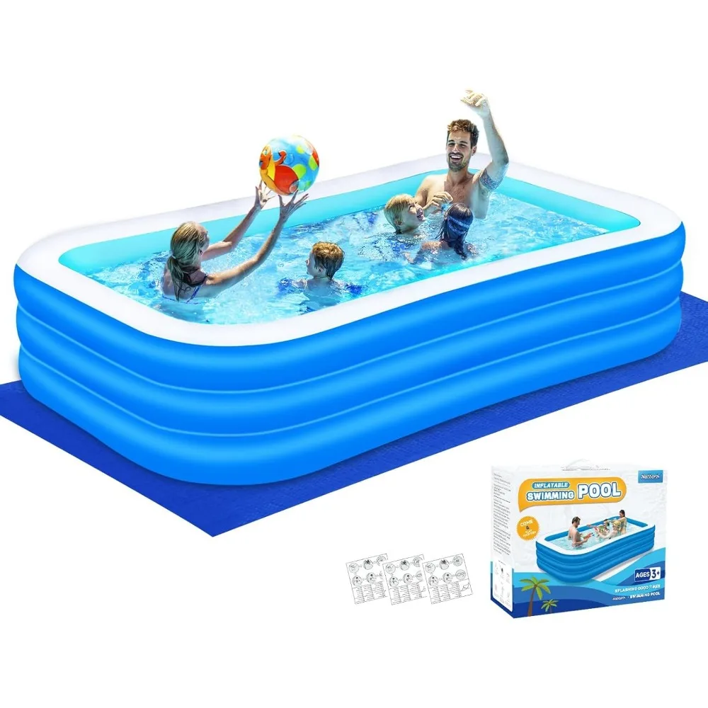 

Inflatable Swimming Pool for Kids and Adults- 118" x 68" x 22" Family Full-Sized Blow Up Pools for kids -Thickened Durable Abov