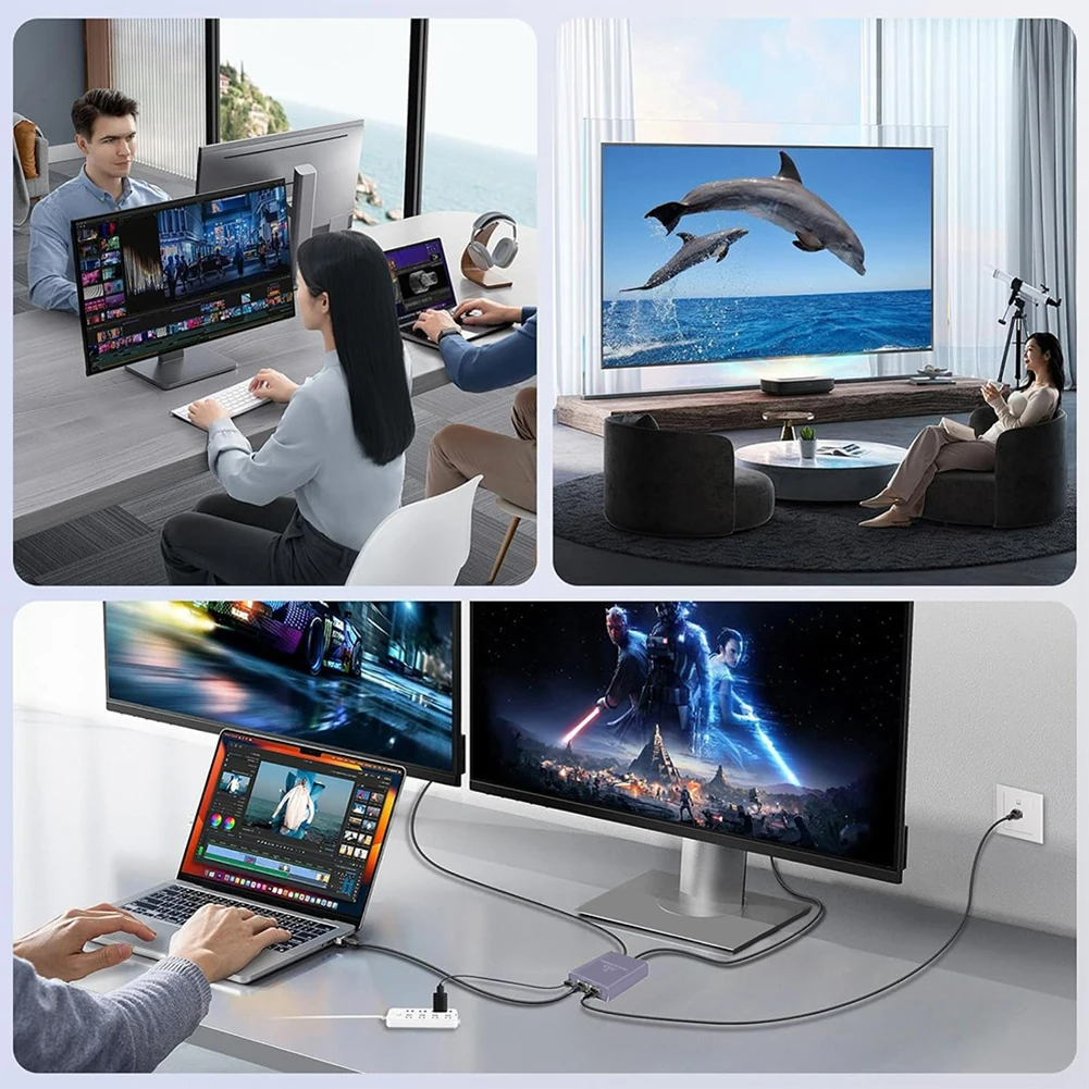 Hoge snelheid Gigabit Ethernet-splitter met RJ45-adapter en Type C-voedingskabel voor netwerkuitbreidingsopties Eén tot vier