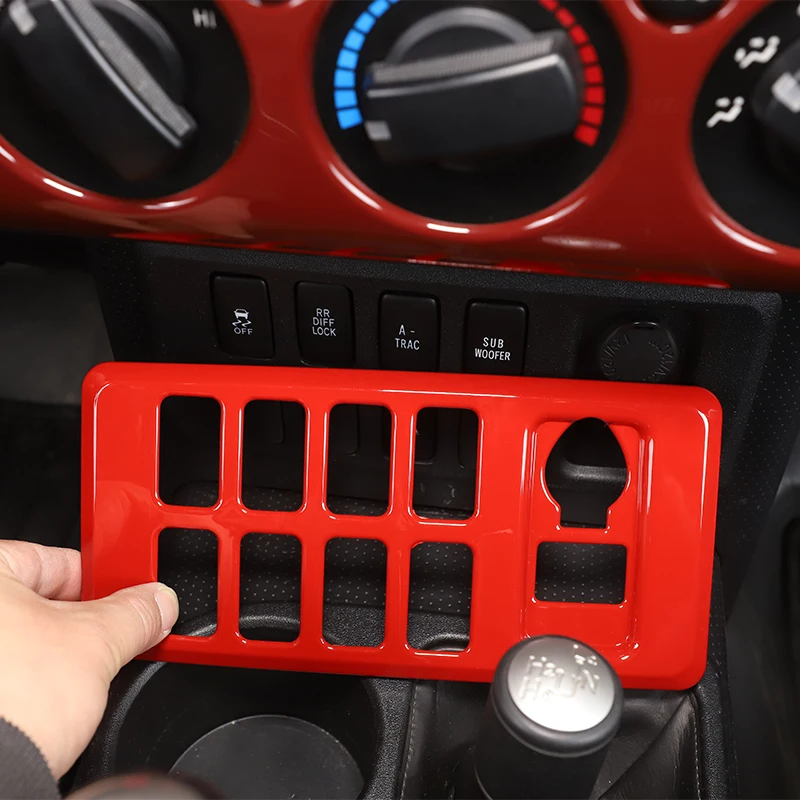 

For Toyota FJ Cruiser 2007-2021 LHD Central control mode control panel sticker ABS Material Red Car Interior accessories