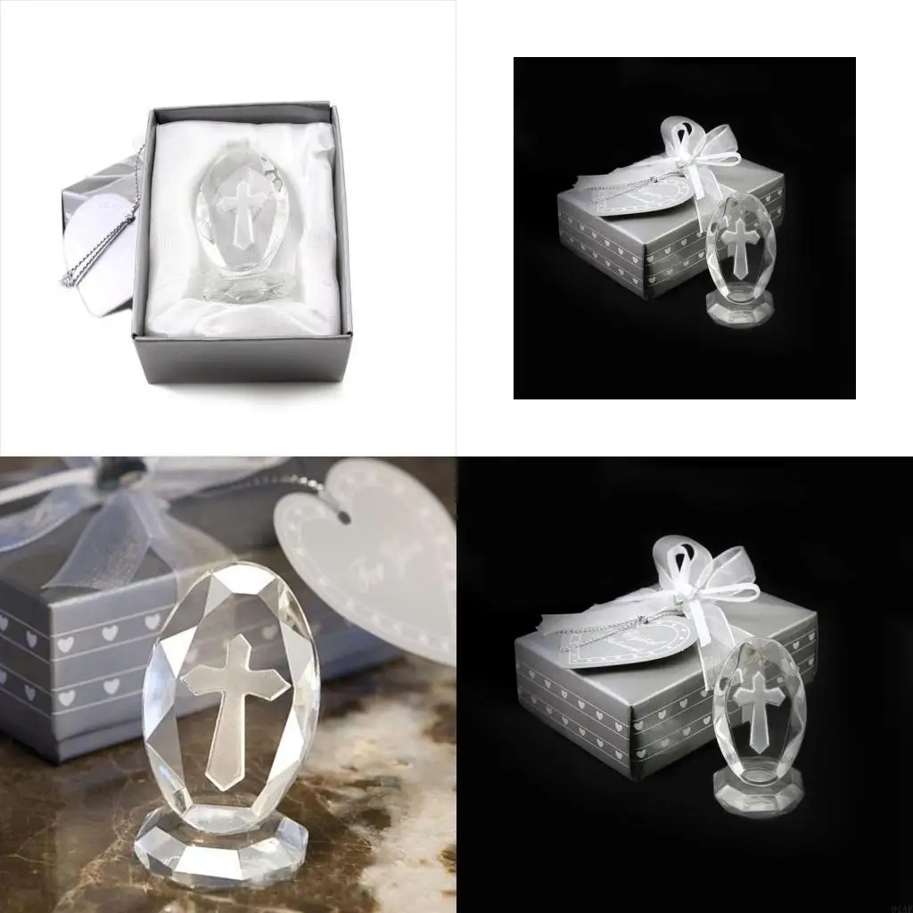 91AF Wedding Favor Crystal Crossed Standing Baby Christening Gifts Baby Shower Favor First Communion Gifts for Adult Kids