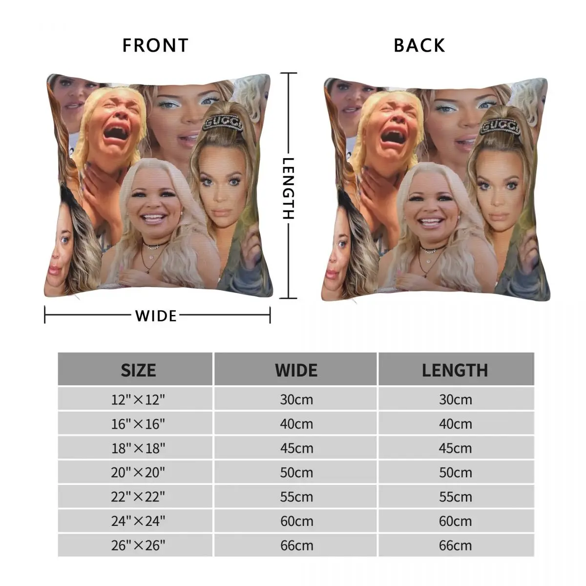 Trisha Paytas Laugh Cry Square Pillowcase Polyester Linen Velvet Pattern Zip Decorative Pillow Case Car Cushion Cover