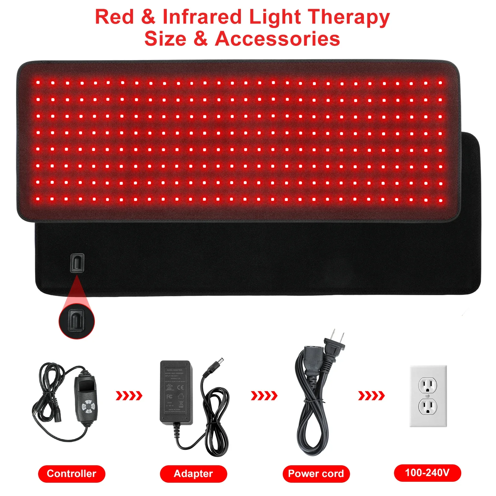 

HLKGO 360 LEDs Dual Wave Red Light Therapy Mat Professional Infrared Pad to Relieve Arthritis, Fibromyalgia and Muscle Soreness