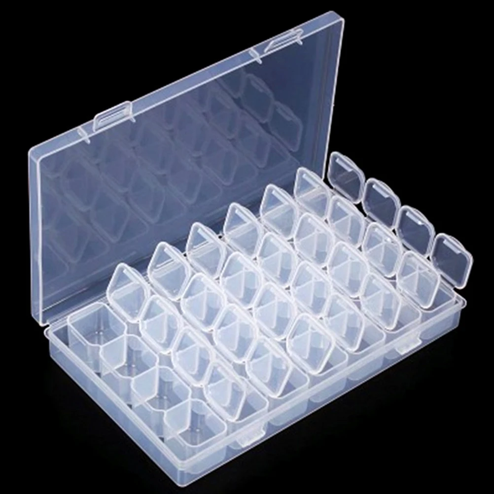 

28 Compartments Jewelry Storage Box Clear Transparent Plastic Cases Removable Design Lightweight Compact Organizer for Small