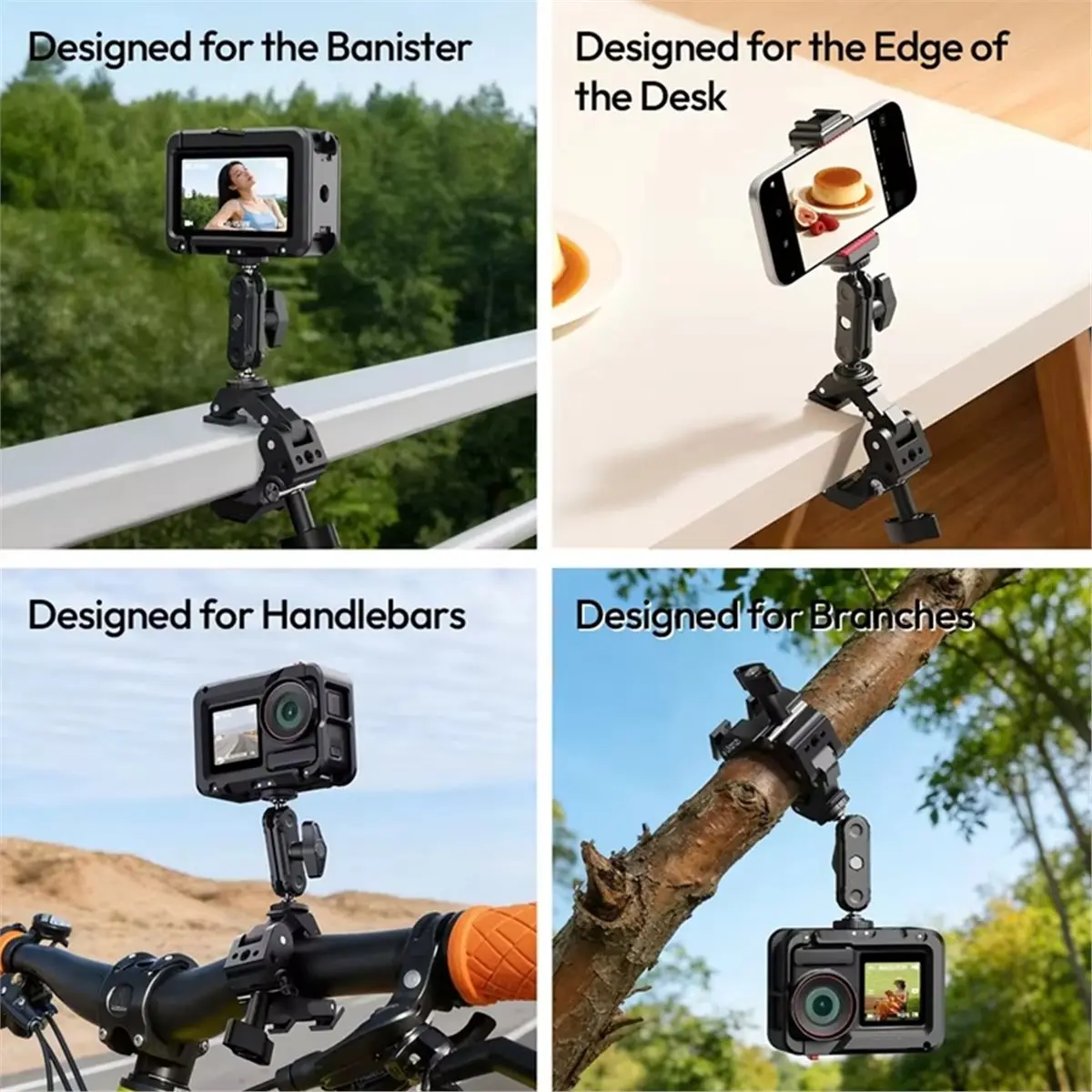 

CO78 Powerful Clamping Kit 3-Jaw High Stability with 1/4" Cold Shoe Mount for Outdoor Shot