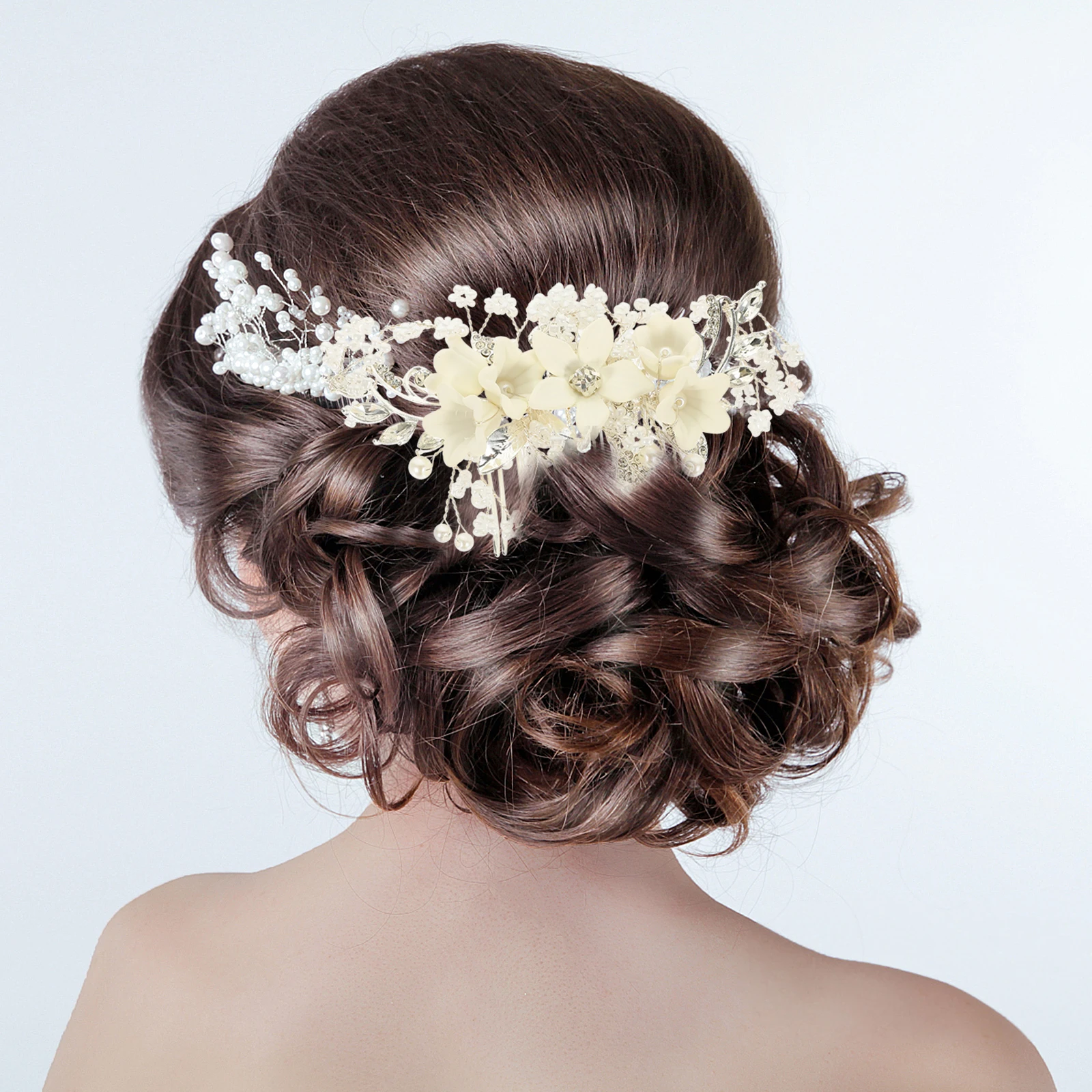 

Elegant Wedding Hair Stick Bridal Accessories Pearl Flower Comb Side Hair Decor For Women Party Dance (Random Style)