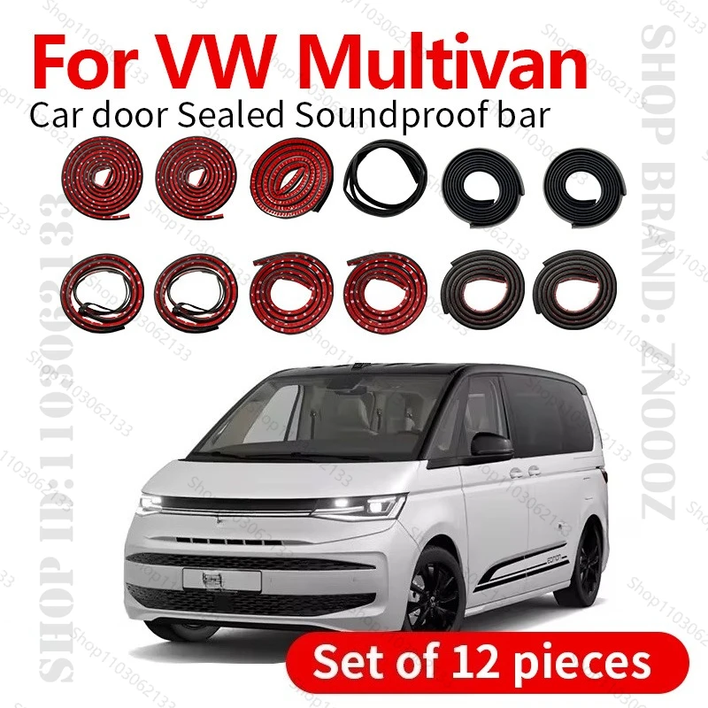 

For VW Multivan SGF/7E Car Door Seal Strip Rubber Double Layer Sealing Protector Soundproof Strip Dustproof Seal Strip 12PCS Set