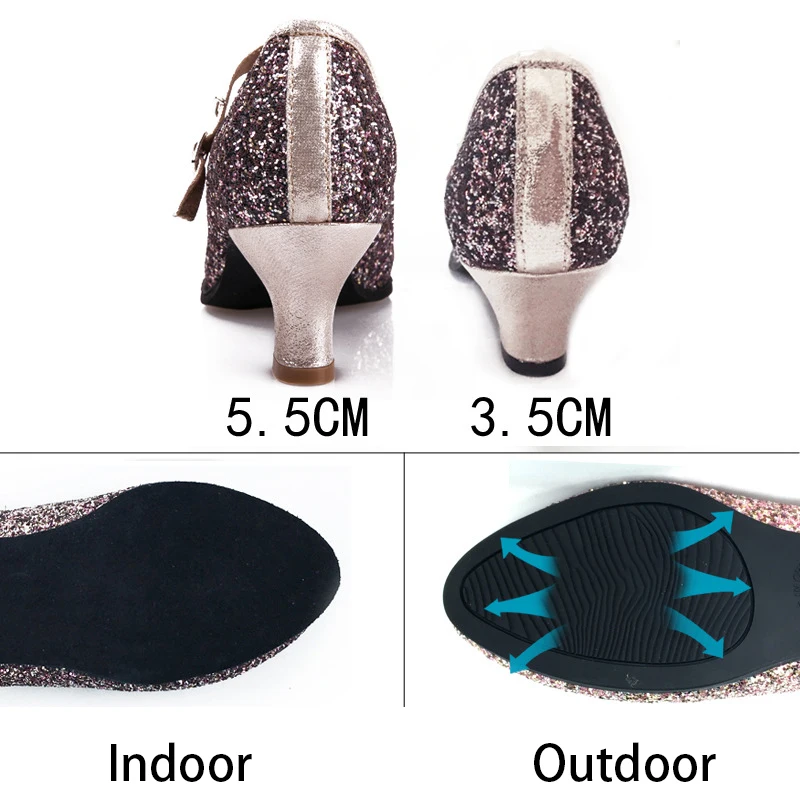 Glitter Ballroom Dance Shoes Women Latin Salsa Practice Dancer Shoes Professional Performance Modern Dance Shoes Outdoor