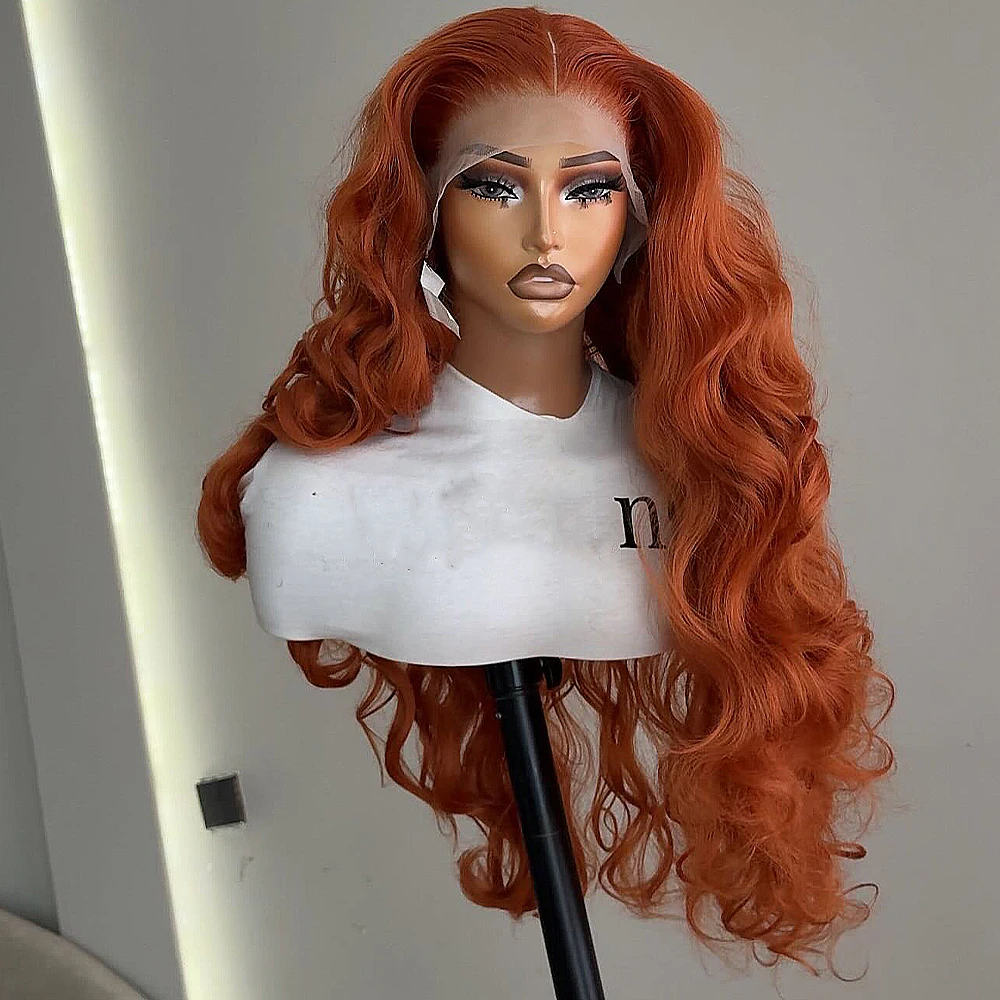 

Имбирь Объемная волна Парики из человеческих волос для женщин 13x6 HD Парик из натуральных волос на кружеве спереди 400 Плотность 360 Кружева спереди Оранжевый имбирь Цветной