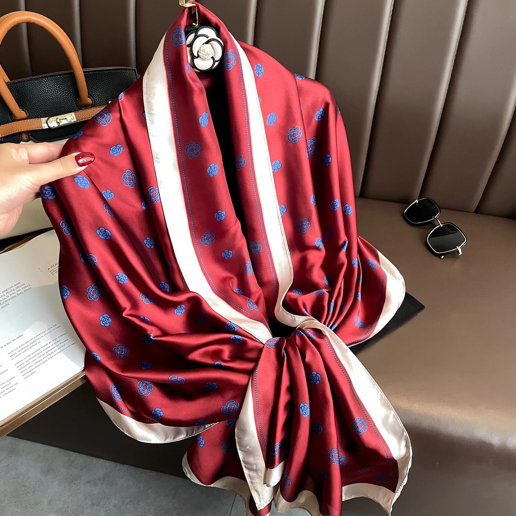 

180*90cm Brand Summer Women Scarf Fashion Quality Soft Silk Scarves Female Shawls Foulard Beach Cover-Ups Wraps Silk Bandana