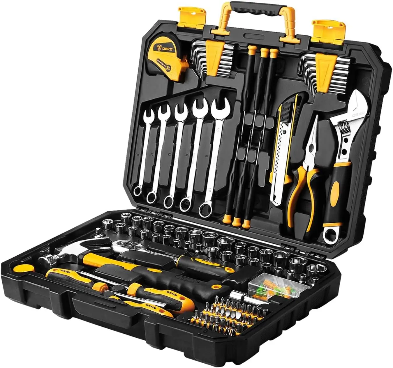 

158-Piece Household & Auto Repair Tool Kit with Plastic Storage Case, Durable Hand Tools for Home and Car Maintenance