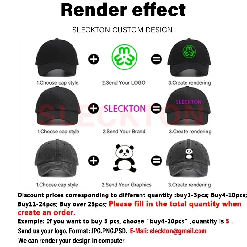 SLECKTON Custom Embroidery Logo Baseball Cap Brand Design Picture Print Mesh Cap Trucker Hat Mens Cap Unisex Wholesale