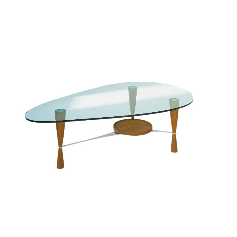 Glass coffee table, coffee table, medieval solid wood living room table, modern classic