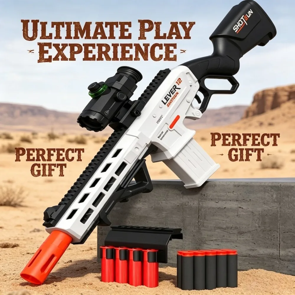 

Manual Pull Ring Loaded Shell Throwing Soft Bullet Gun with Sight Scope, Safe Outdoor Interactive Shooting Toy for Children