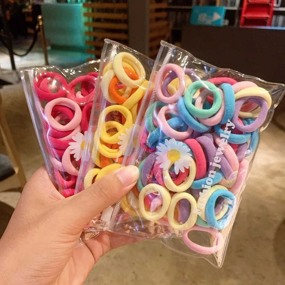 50Pcs/set Fashion Candy Color Hair Rope Elastic Scrunchie Towel Ring Rubber Bands Girls Women