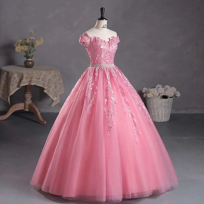 Vestidos  Quinceañera Off The Shoulder Quinceanera Dresses Diamond Belt Ball Gown Party Prom Dresses For Quinceanera Customized