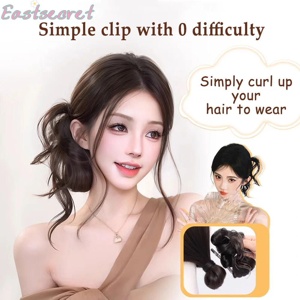 EAST Synthetic Ball Head Wig Claw Clip Dragon Beard Flower Bud Hair Bag Integrated Hair Accessories Flower Bud Wig Bun