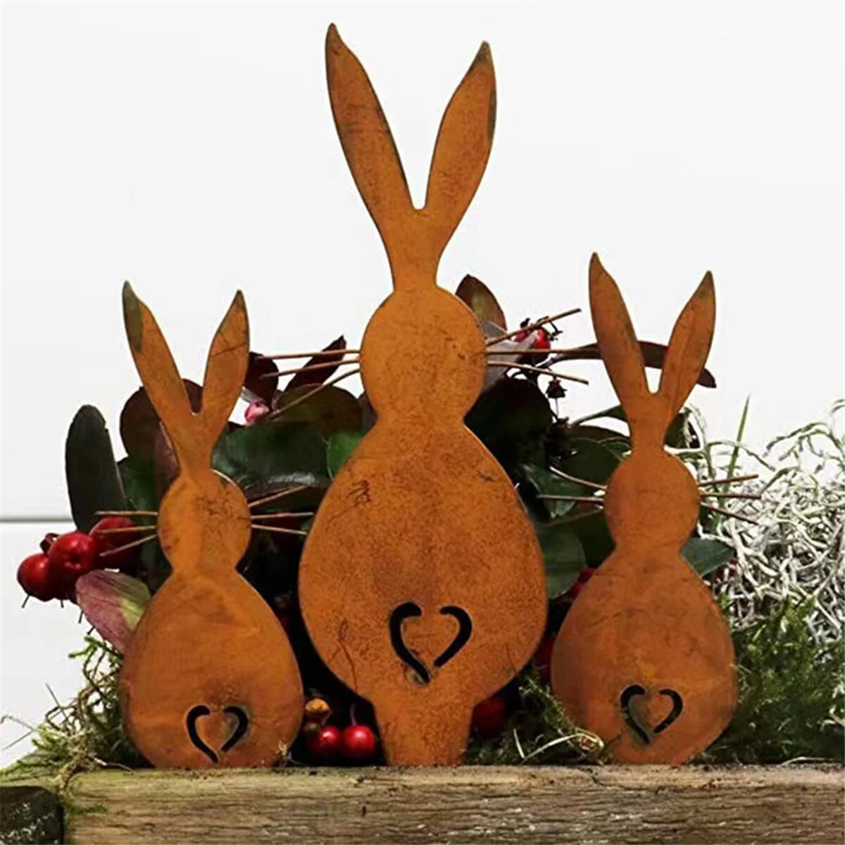 Easter Bunny Garden Stake Garden Decoration Stake Rabbit Rust Decoration Spring Decoration for Garden and Front Door