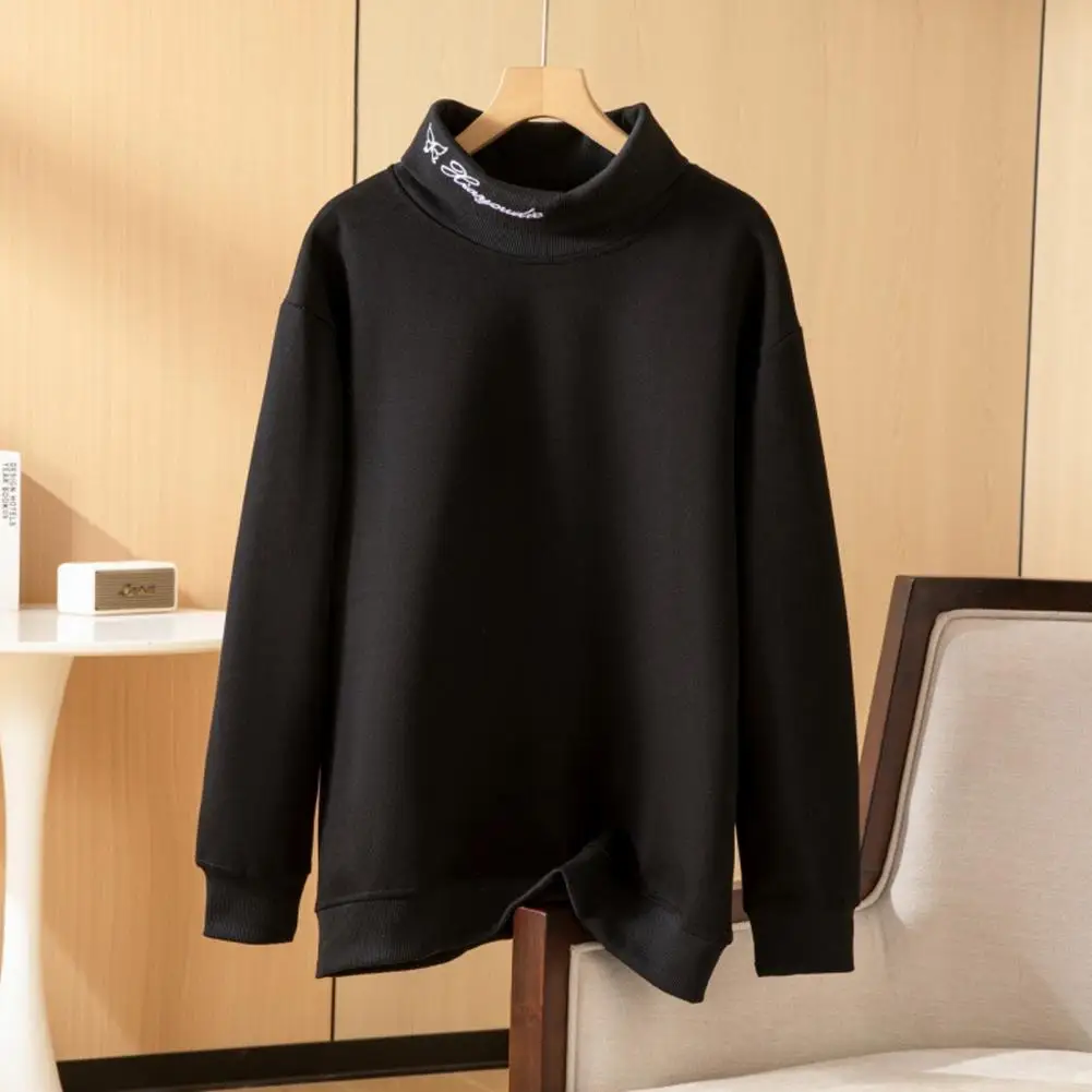 Long Sleeve Autumn Sweater Cozy Stand Collar Sweatshirt for Women Thick Winter Pullover with Neck Long for Wear