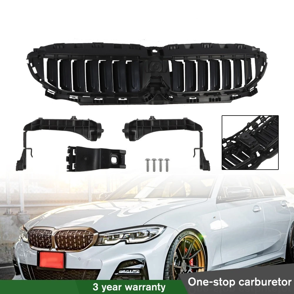 

Front Radiator Grille Active Air Shutter Black 51749465188 For BMW G20 G21 330i 2019-2022