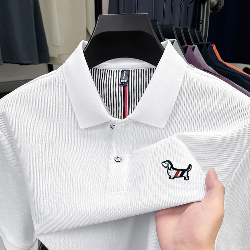 

Brand Design Hot Sale Men's Polo Shirt Lapel Dog Embroidery Short Sleeve 100Cotton T-Shirt Golf Fashion Summer Korea Menswear