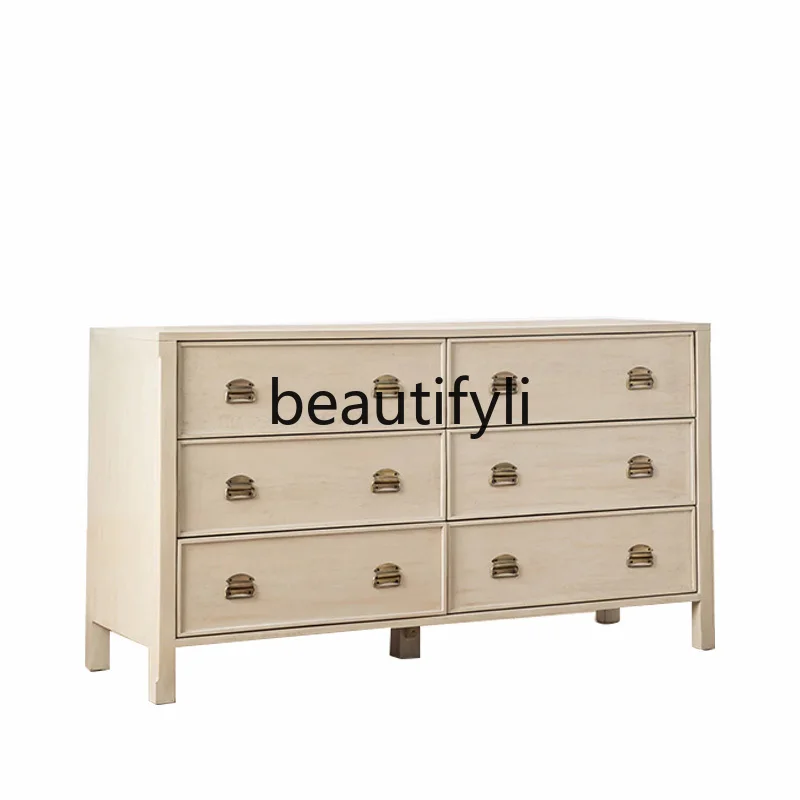 

French retro chest of drawers solid wood chest of drawers American bedroom bedside storage design storage cabinet