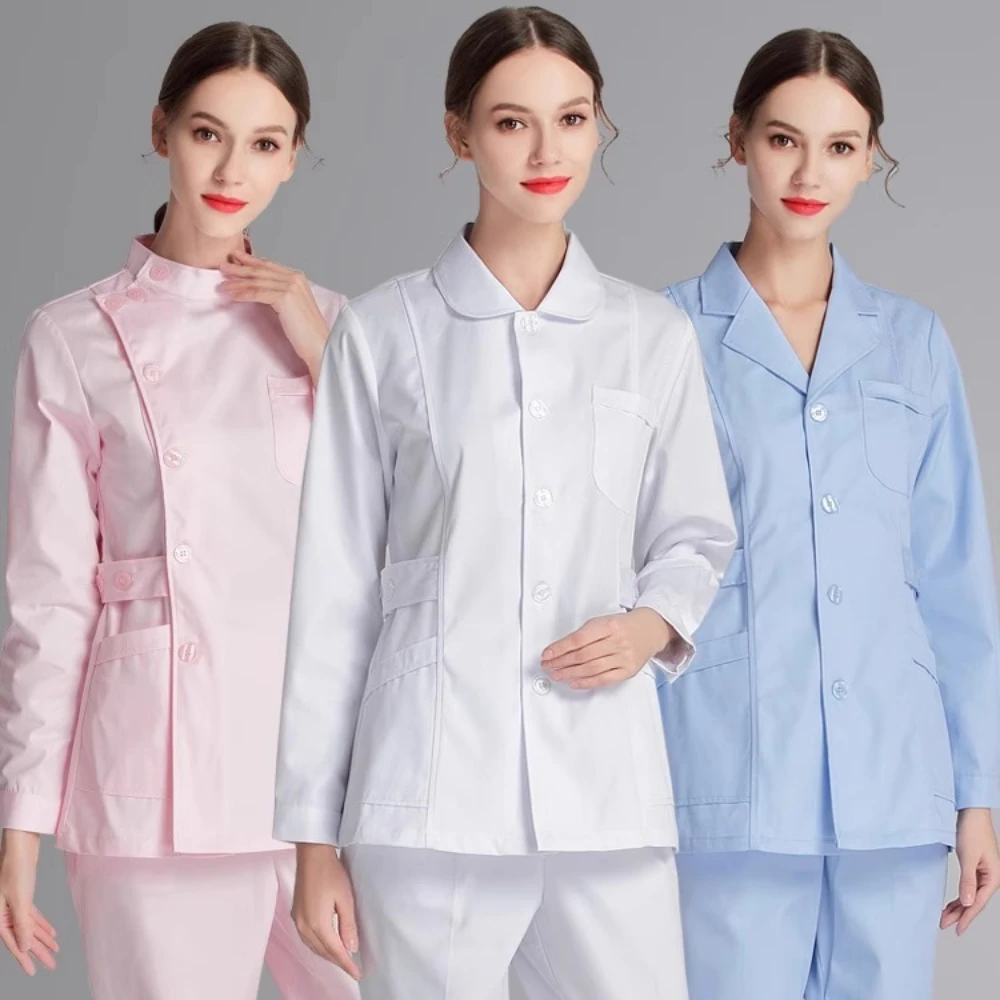 

Nurse uniform short-sleeved women's summer two-piece set,round-neck two-piece set,short thin-sleeved blue nurse work uniform set