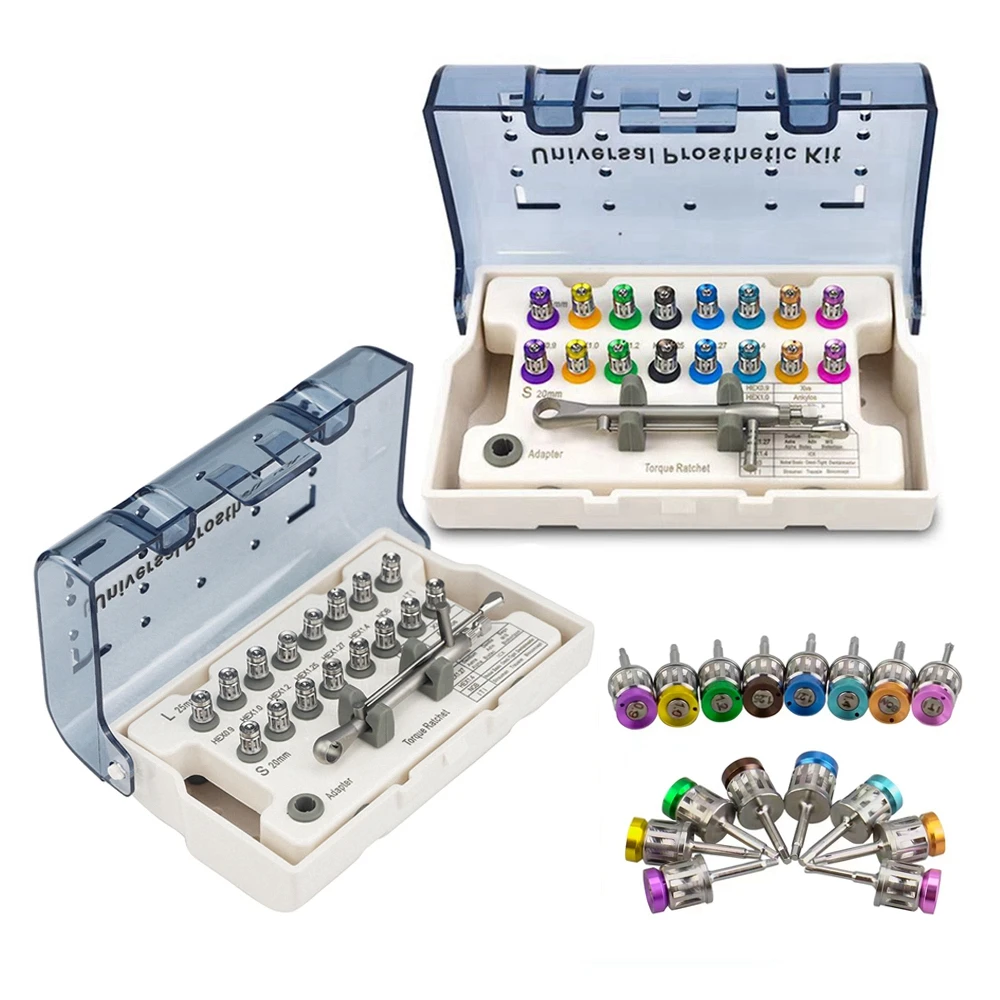 JUMTOP clé dynamométrique universelle pour Implant dentaire avec 16 tournevis Kit d'outils de restauration prothétique 10-70NCM