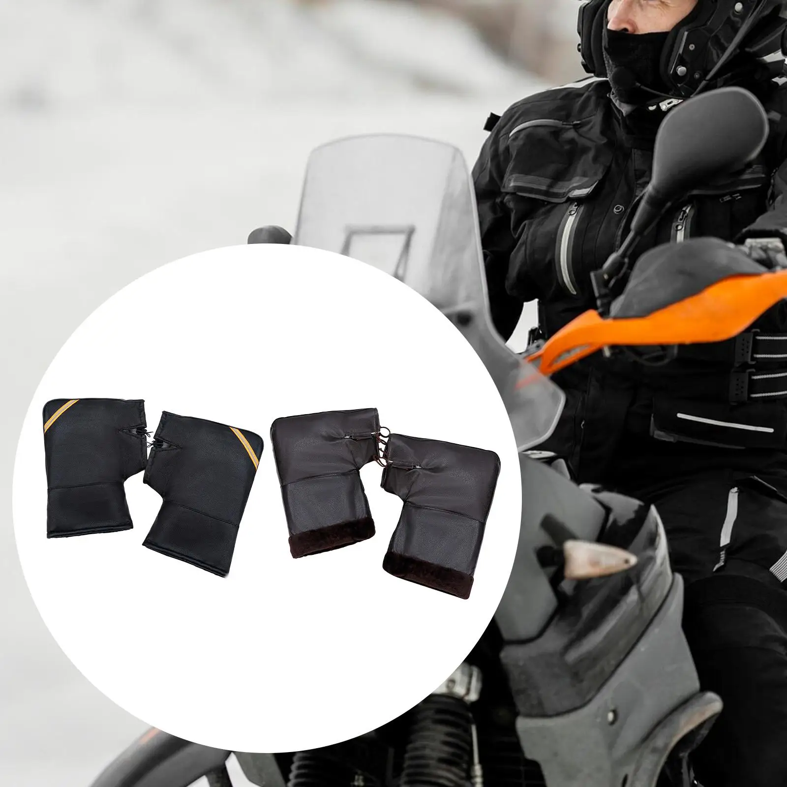 

Motorcycle Handlebar Gloves Muff Thick Hands Warmer Mitts for Scooter