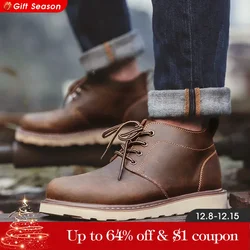 Maden-Bottes mi-hautes de style britannique pour hommes, chaussures à grosse tête, vêtements de travail rétro, bottes courtes du désert, chaussures, 44, nouveau, 2023