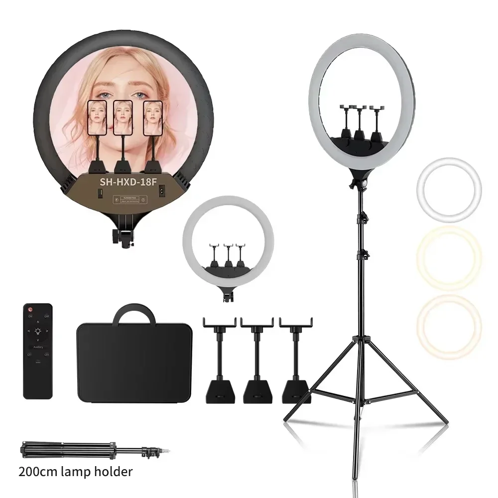 Grote ringlamp 18 inch selfie LED-videolamp met statief Telefoonclip voor YouTube Live Light Photo Photography Studio