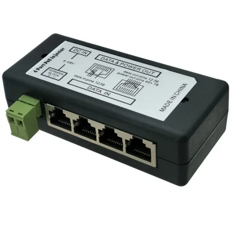 4 LAN Ports Passive Power Over Ethernet Module Injector, IP Camera Power supply, DC 9 - 48V, PoE switch adapter, PoE box