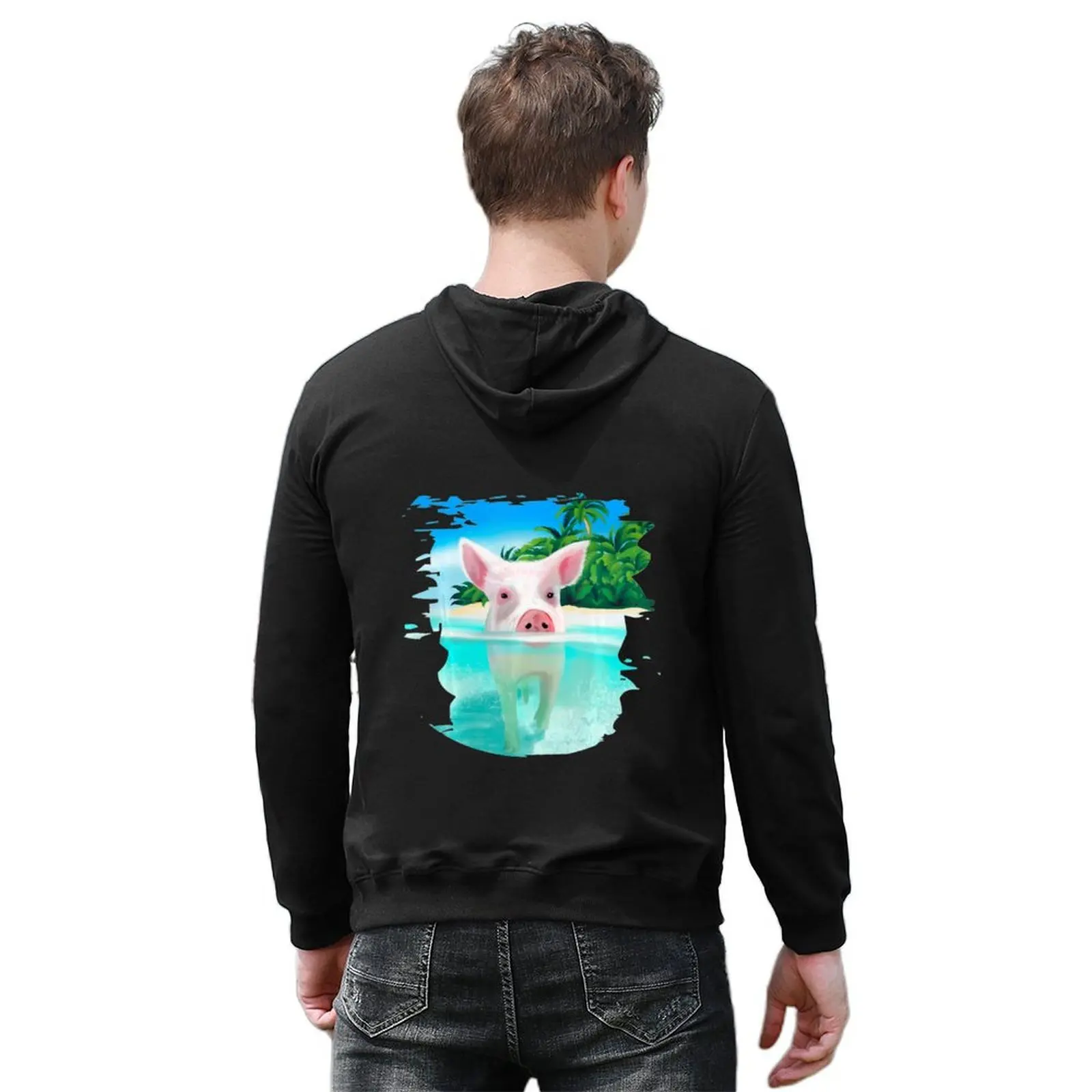 البهاما السباحة الخنازير خنزير السباحة الشاطئ عطلات هوديي الخريف منتجات جديدة معطف الرجال الملابس الذكور البلوز هوديس