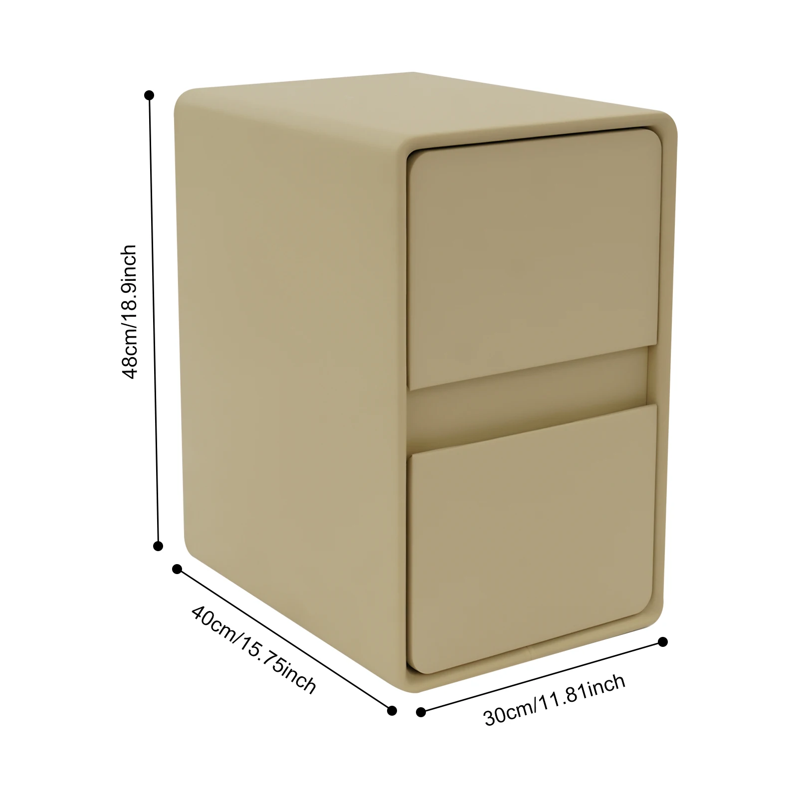 

Khaki Bedside Cabinet with 2 Drawers, Modern Narrow Nightstand, Storage Cabinet for Bedrooms, Living Rooms, Study Rooms