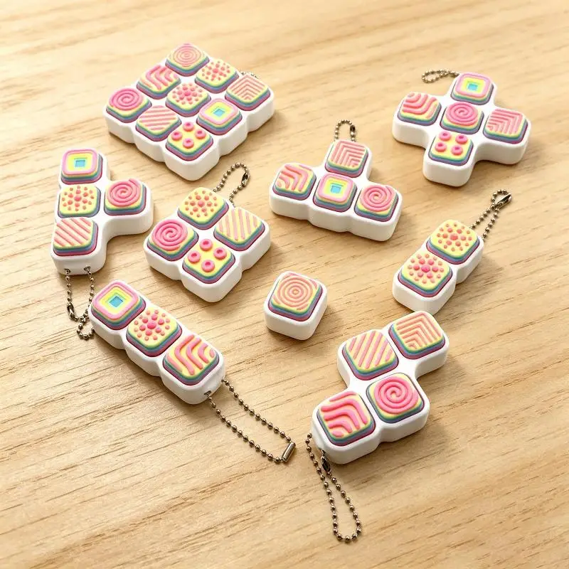 Cute Keycap Press Button Fidget Keychain Portable Mini Stress Relief Toy Ideal for Stocking Stuffers Gifts