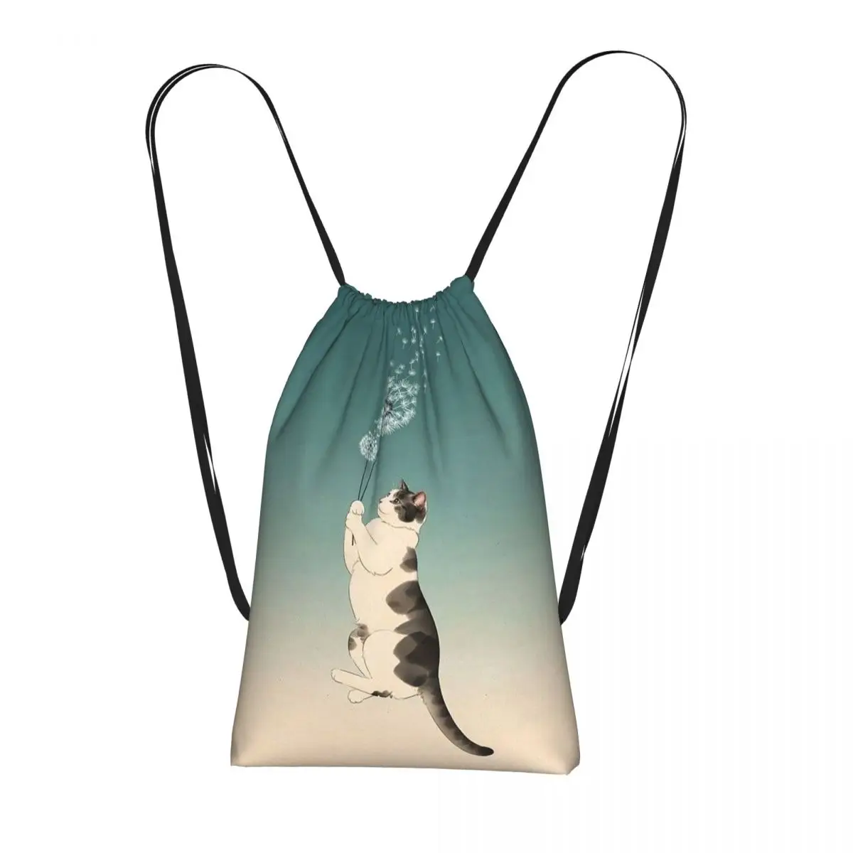 

Рюкзаки с изображением кота, летающего в воздухе на одуванчике, модные сумки на шнурке, сумки для мелочей, сумки для книг, сумки для путешествий и школы