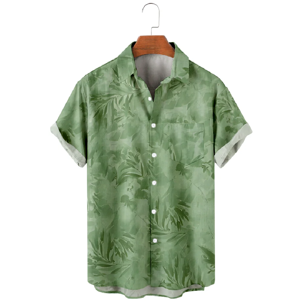 Hawaiiaanse shirts voor heren vakantie strandstijl kokospalm print grijze kleur shirts korte mouw zomer strandvakantie tops