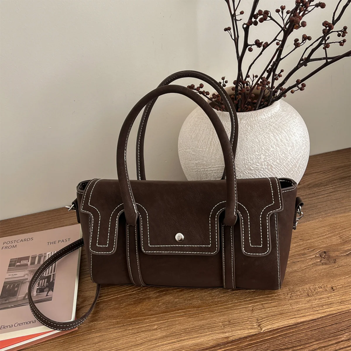 

Модная женская сумка через плечо в стиле ретро, ​​замшевая стеганая сумка из искусственной кожи, однотонная портативная сумка на плечо для поездок на работу/работы