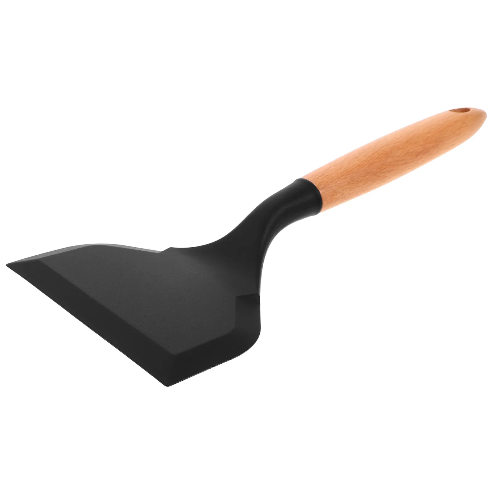 Espátula de silicona de borde ancho para sartenes antiadherentes, para voltear tortitas, pescado, filetes, utensilio de cocina con mango de madera, juego de espátulas para wok