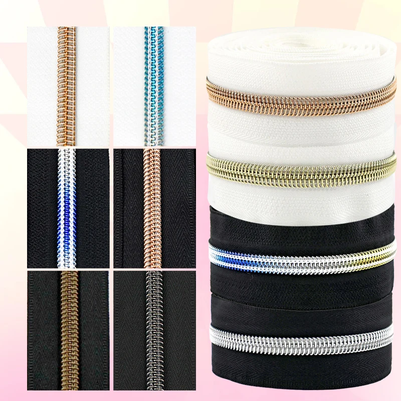

3-10M 3# 5# Clothes Zippers Tape Bag Down Coat Zips By Meter Skirt Jacket Cloth Coil Zip Closure Repair Kit DIY Sewing Accessory