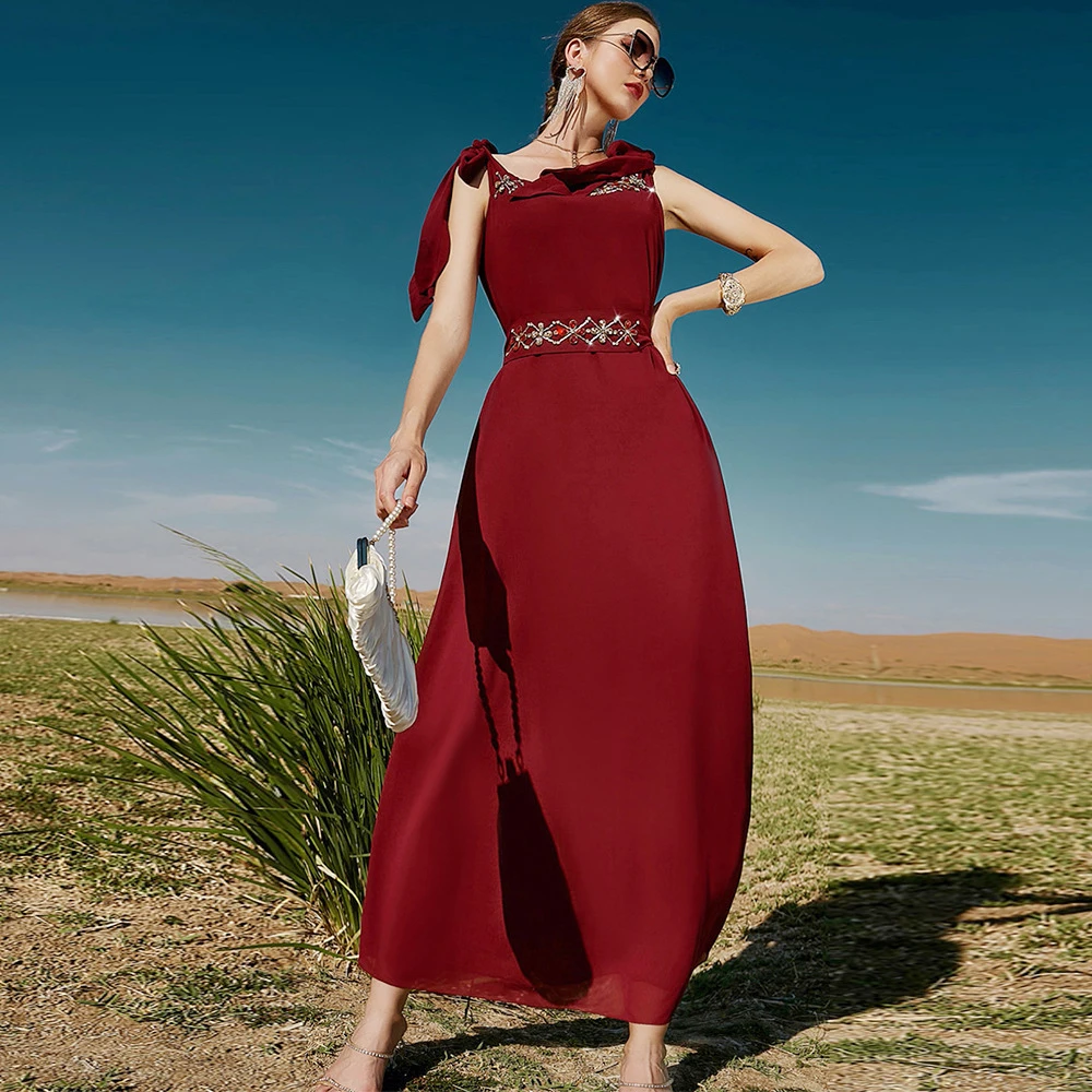 

Ramadan Eid Diamonds Abaya Dubai Turkey Kaftan Muslim Long Evening Dress Kaftan for Women Robe Femme Longue Vestidos Jalabiya