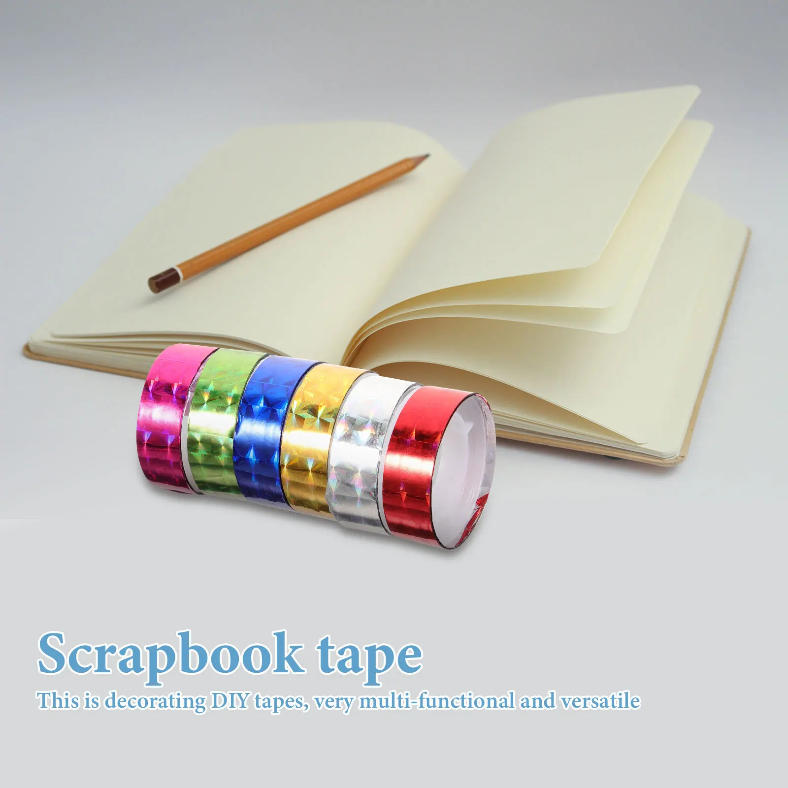 12 لفة من شريط القصاصات المربع المجسم، شريط زخرفي ملون يمكنك صنعه بنفسك للمجلات، ملحقات مجلة تغليف الهدايا