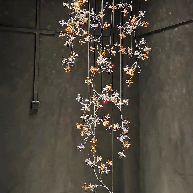 Gold K9 Crystal  Luxury Modern Branch Crystal Flower  Ceiling  for Hotel Villa