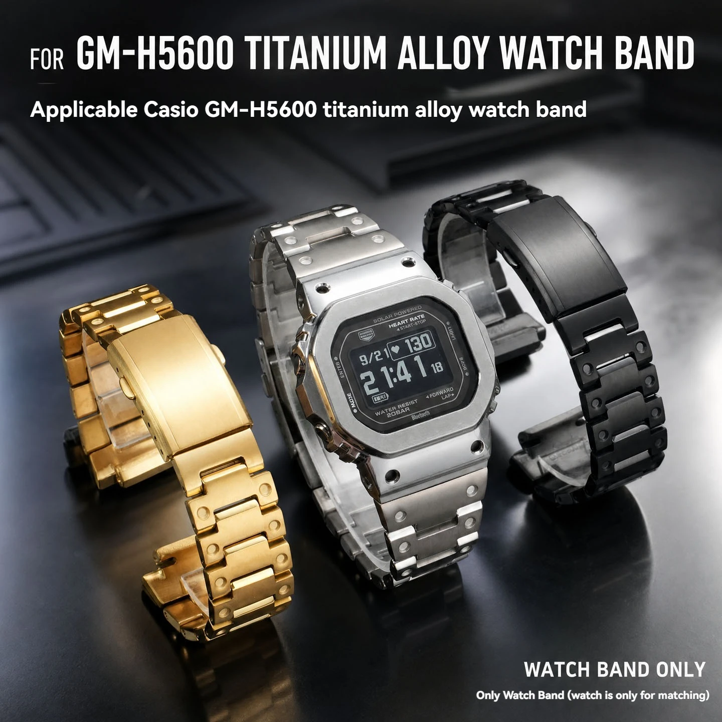 Quick Release Precise Fit Titanium Alloy Strap For Casio G-Shock GM-H5600 Square Replacement Band