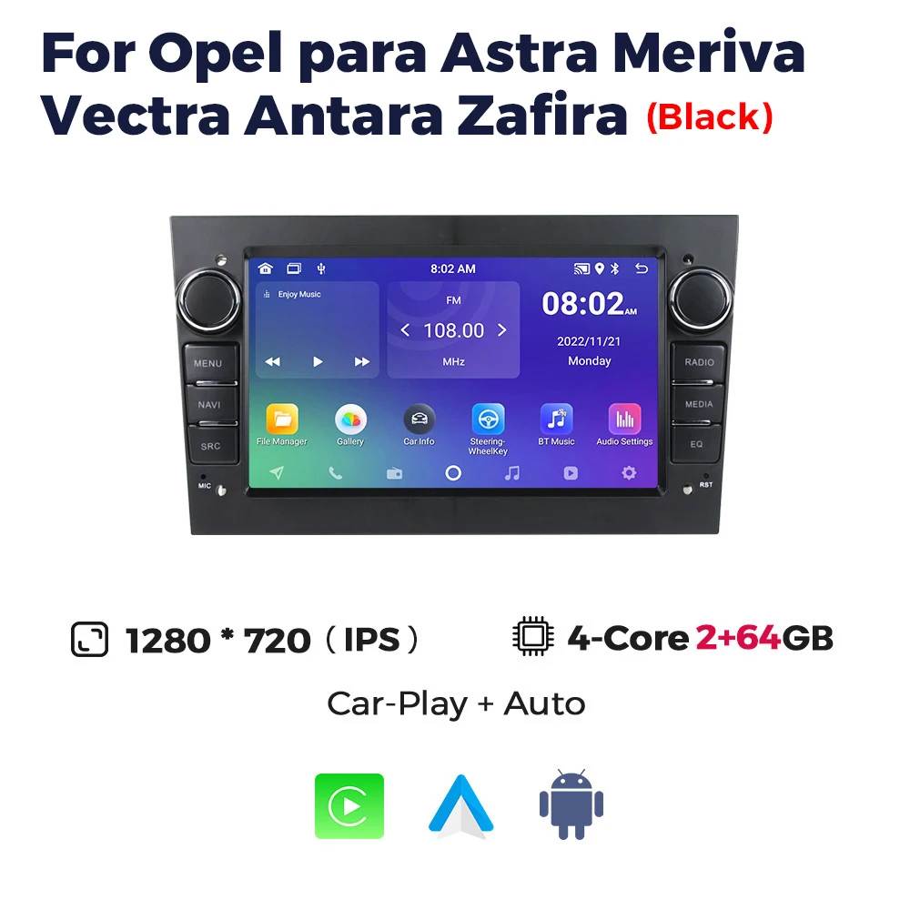 Auto radio multimedia voor Opel Astra H J 2004 Vectra Vauxhall Antara Zafira Corsa C D Vivaro Meriva Veda draadloze CarPlay