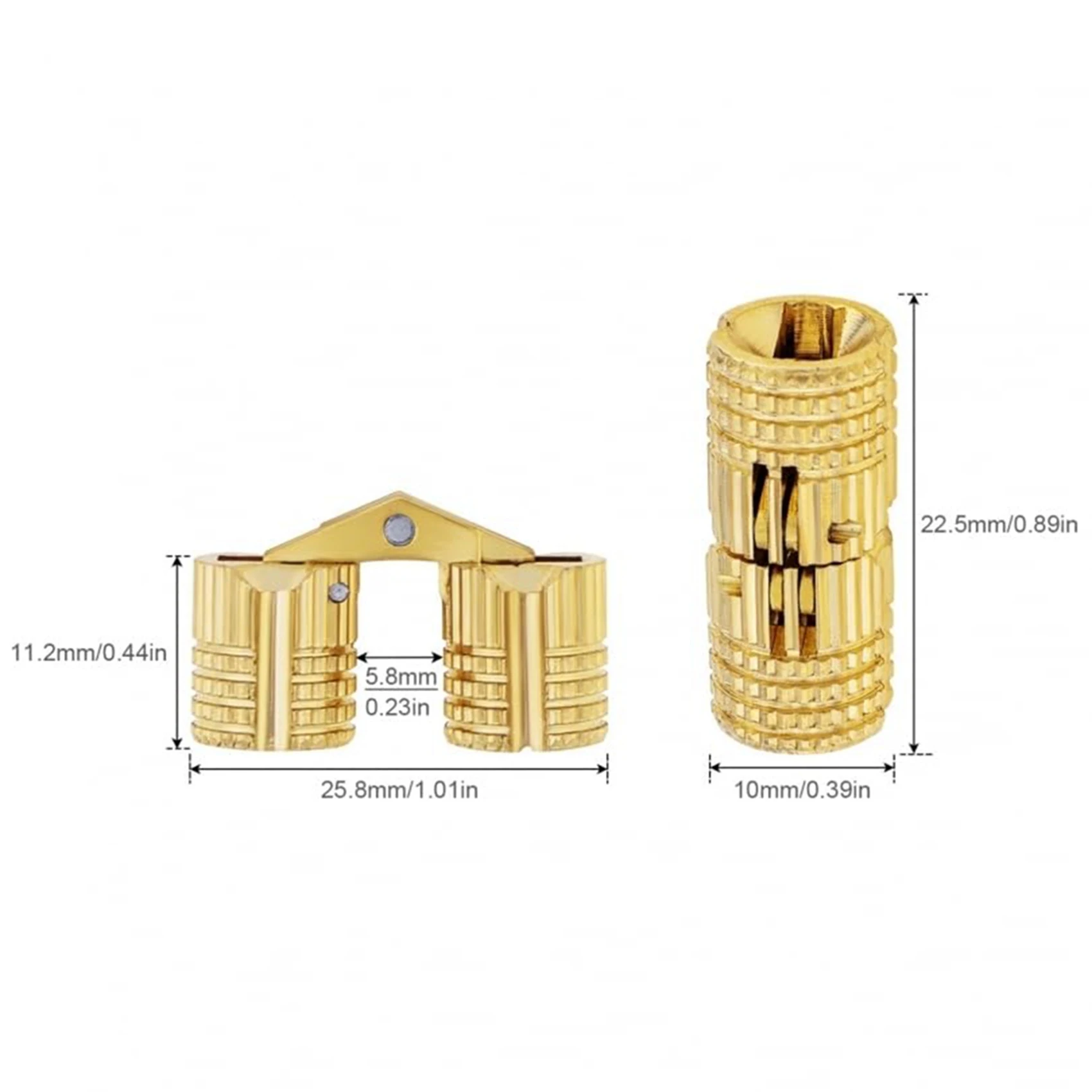 【FLASH DEAL】40Pcs 10 Mm Brass Barrel Hinges,180 Degree Opening Angle Concealed Furniture Hinges