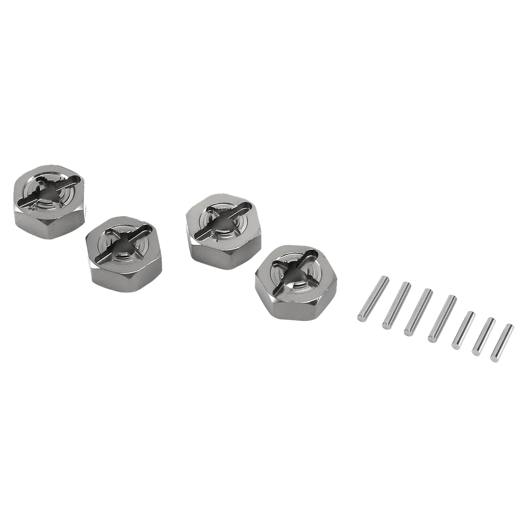 Aluminum Alloy 12mm Combiner Wheel Hub Hex Adapter Upgrades for 144001 1/14 RC Car Spare Parts,Grey