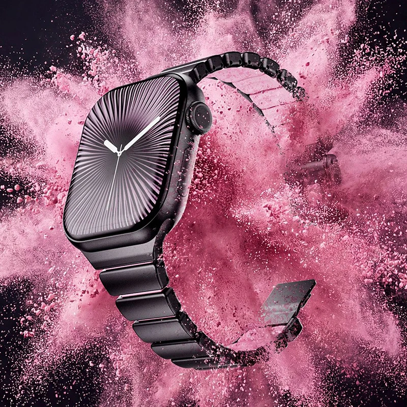 

Women‘’s Stainless Steel Rubber Strap For Apple Watch Series 11 10 42mm Magnetic Buckle Band For iwatch 9 8 7 6 5 4 3 38/40/41mm